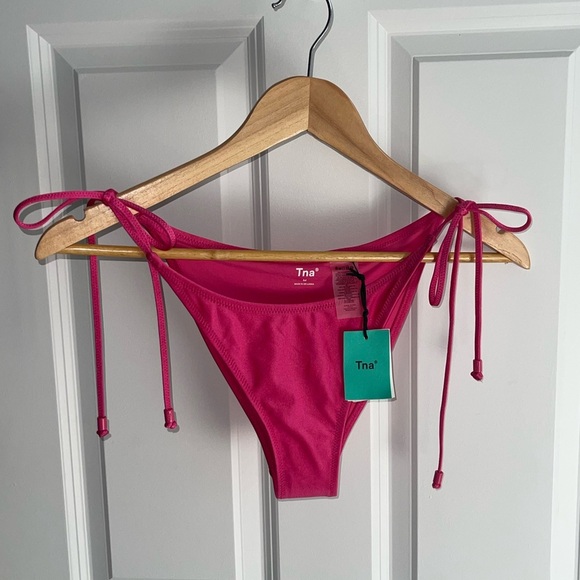 TNA String High-leg Low-rise TOPANGA BRIGHT ROSE VIF Pink Bikini Bottom ONLY Med - Picture 3 of 10